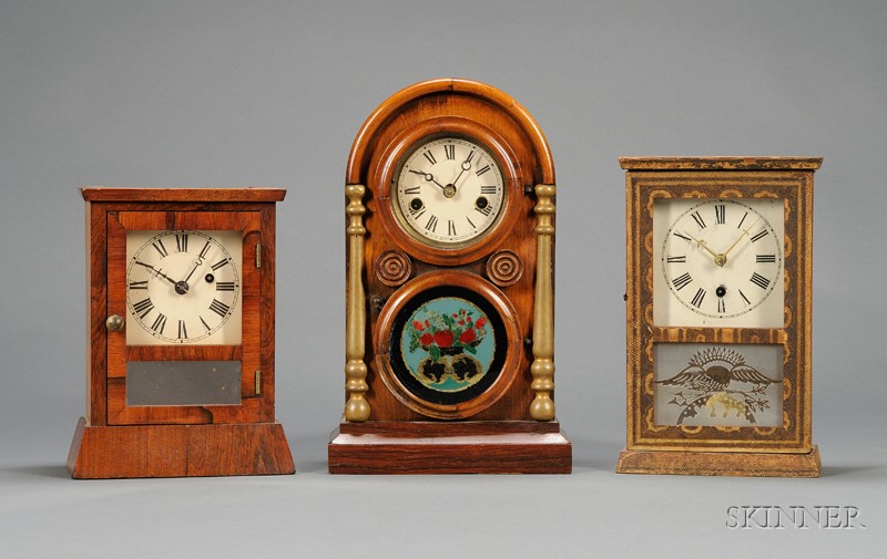 Appraisal: Three Miniature Shelf Clocks by various Connecticut makers including a