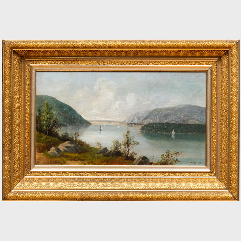 Appraisal: American School River Landscape Oil on canvas signed 'D B