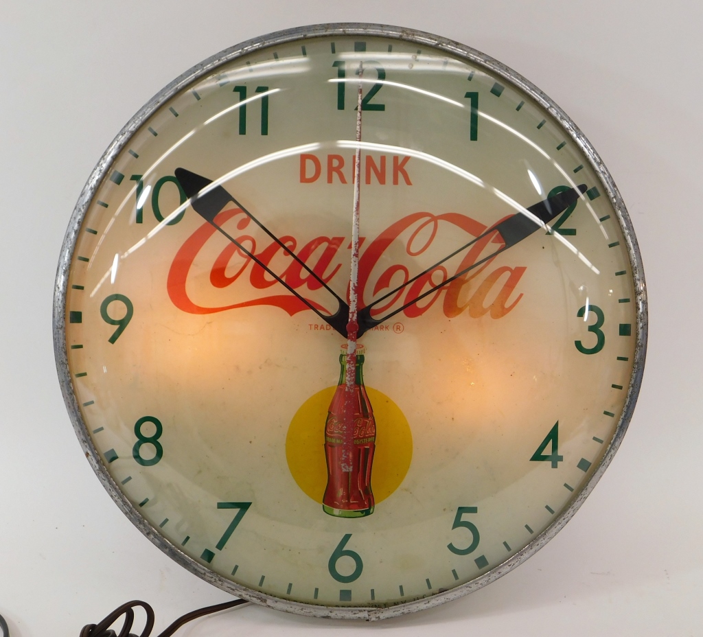 Appraisal: PAM CLOCK CO COCA-COLA ADVERTISING CLOCK United States th CenturyRound