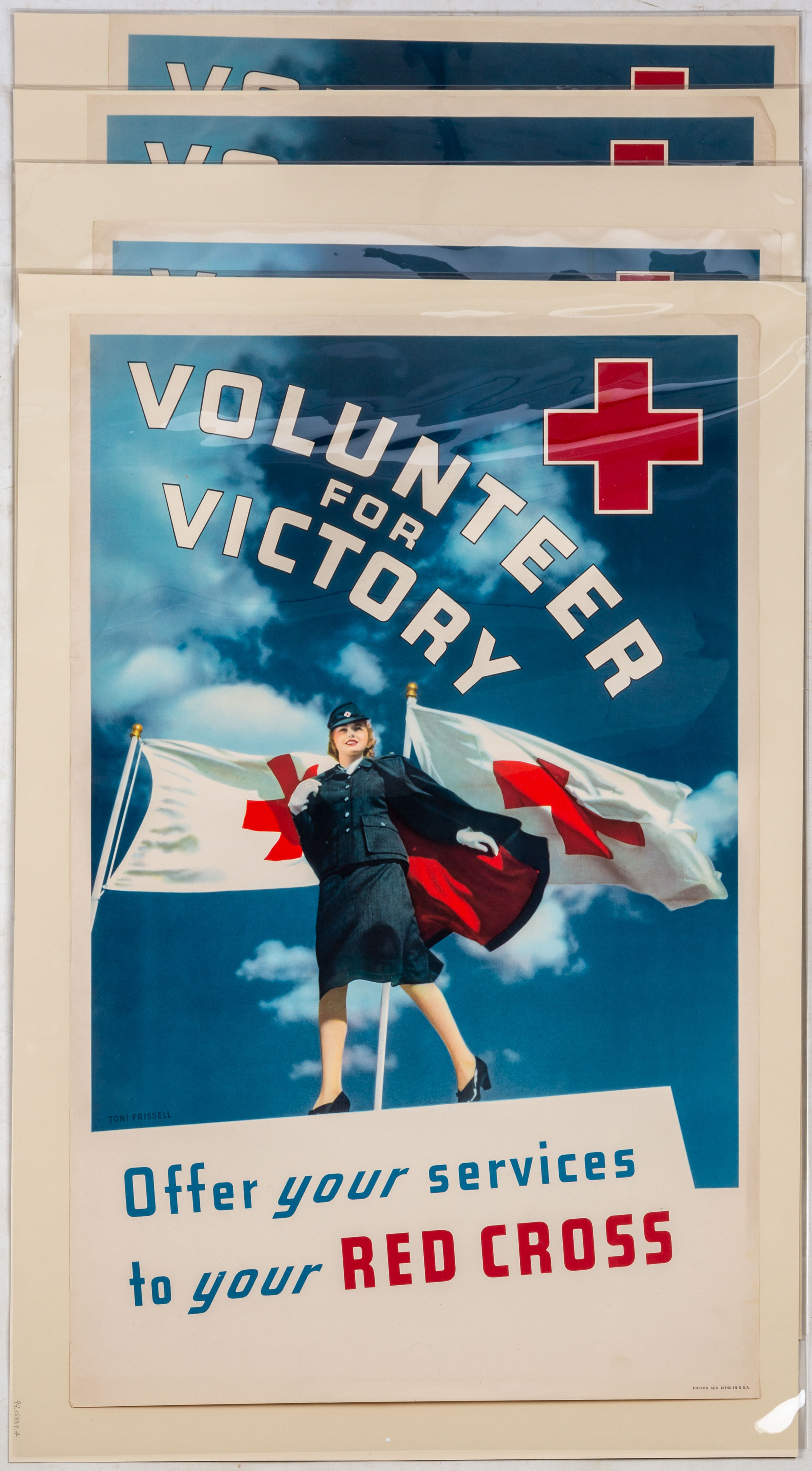 Appraisal: WWII VOLUNTEER FOR VICTORY RED CROSS POSTERS WWII Volunteer For