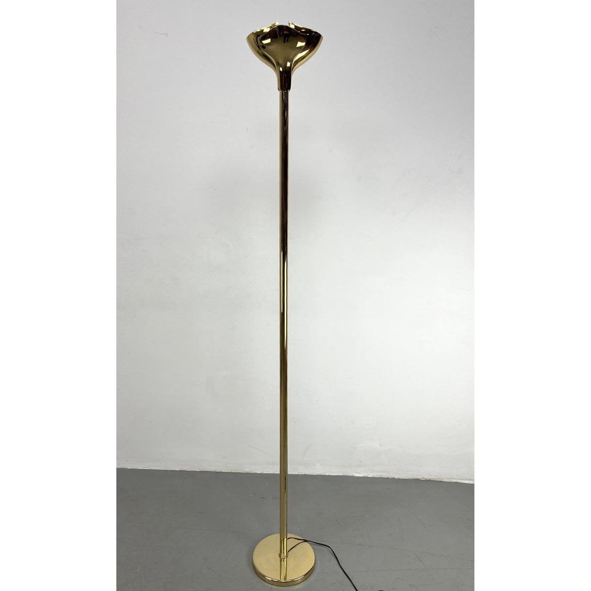 Appraisal: Heavy Brass Floor Lamp Floral Top Dimensions H inches W