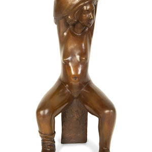 Appraisal: Pearson th Century Untitled Seated Nude patinated bronze Signed D