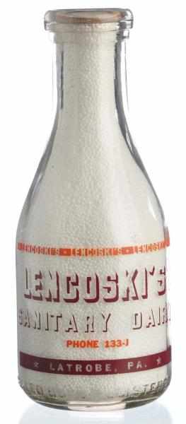 Appraisal: Lencoski s Sanitary Dairy Milk Bottle Description Latrobe PA Condition