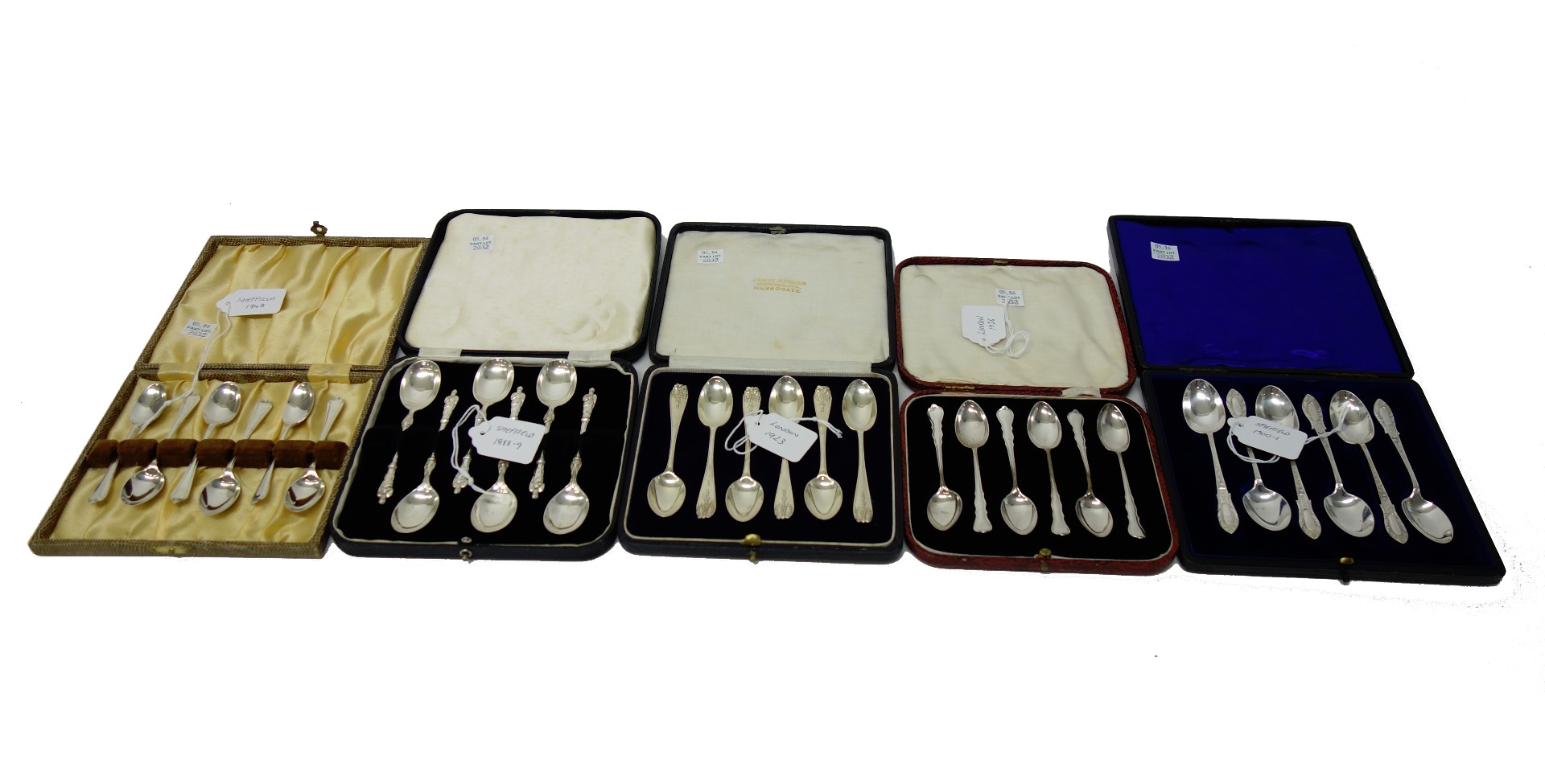 Appraisal: Five sets of six silver tea and coffee spoons comprising