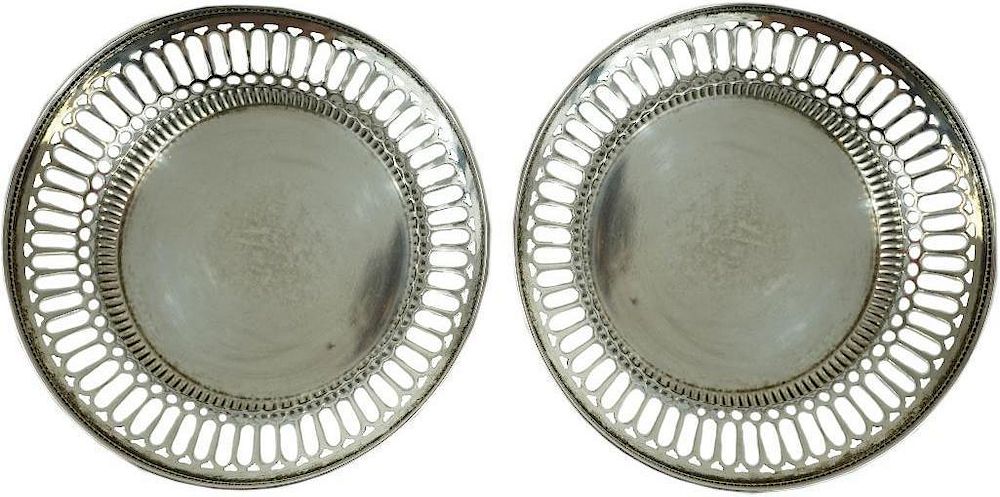 Appraisal: Gorham Sterling Silver Round Pierced Dishes Gorham Sterling Silver Pair