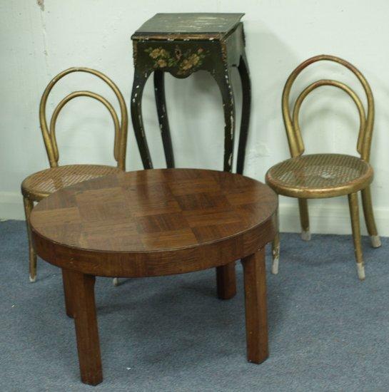 Appraisal: A pair child's gilded bentwood chairs with cane seats together