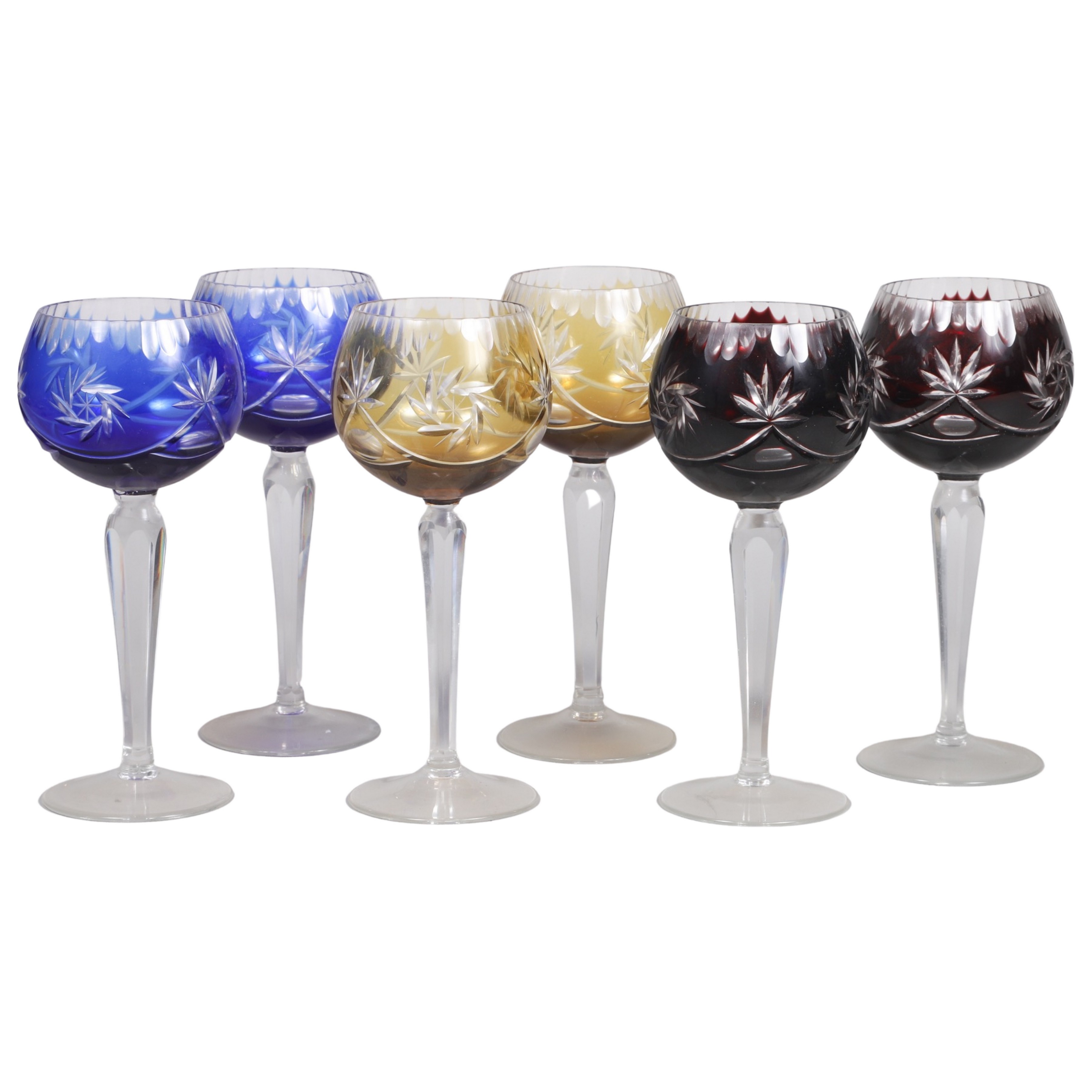 Appraisal: Bohemian cut to clear wine goblets - h c o