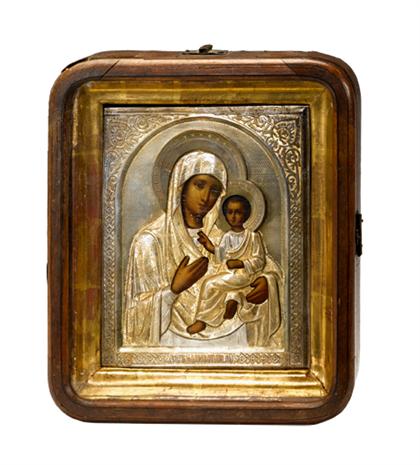 Appraisal: Russian icon Hodegetria Mother of God late th century Depicting