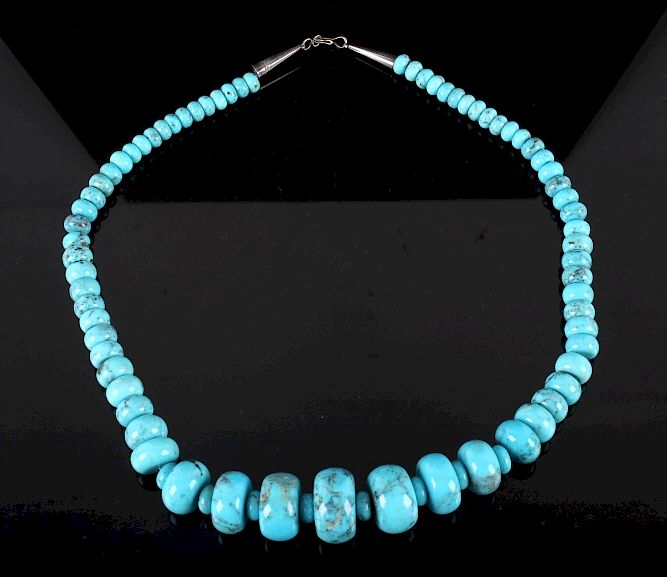 Appraisal: Navajo Turquoise Discoidal Necklace For your consideration in this lot