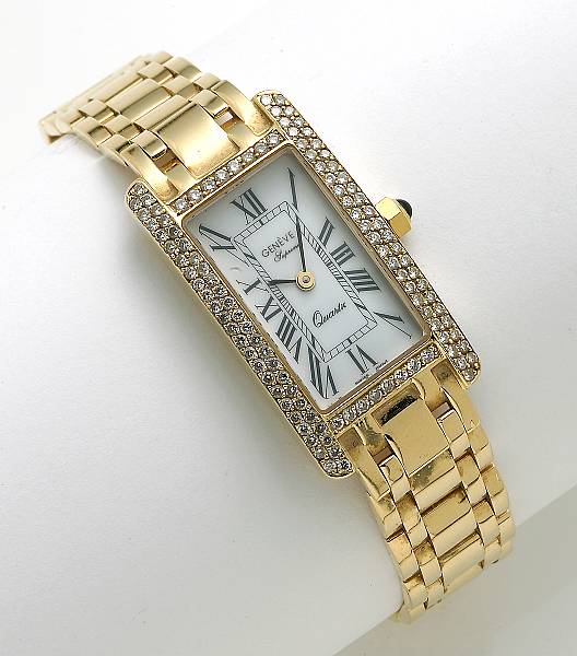 Appraisal: A diamond and k gold ladies wristwatch Gen ve Supreme