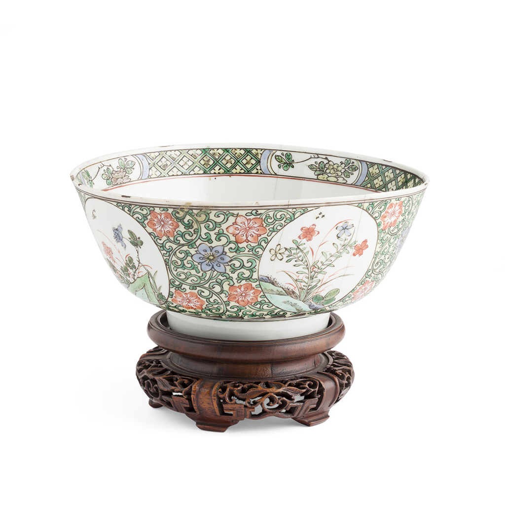 Appraisal: FAMILLE VERTE BOWL KANGXI PERIOD the sides painted with floral