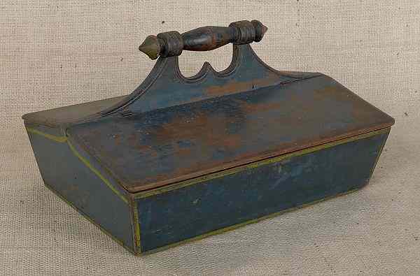 Appraisal: Pennsylvania painted pine cutlery box mid th c retaining its