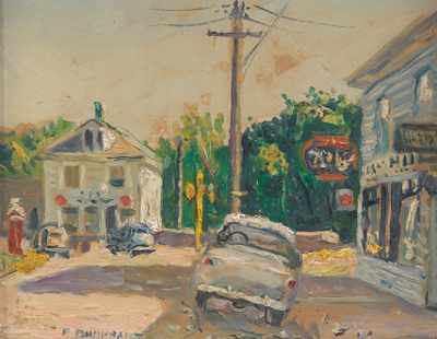 Appraisal: Emerson Burkhart American - Gahanna Street Scene Oil on masonite