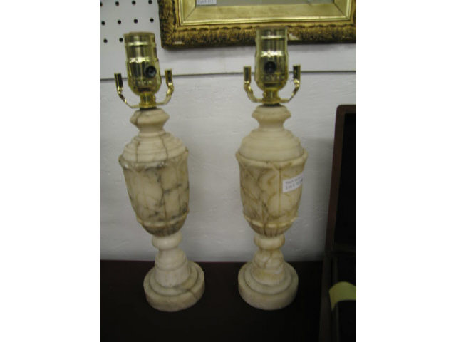 Appraisal: Pair of Carved Alabaster Boudior Lamps