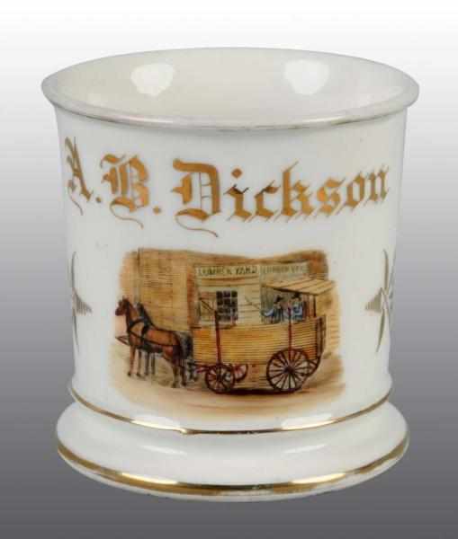 Appraisal: Horse-Drawn Lumber Wagon Shaving Mug Description Unique image of horse-drawn