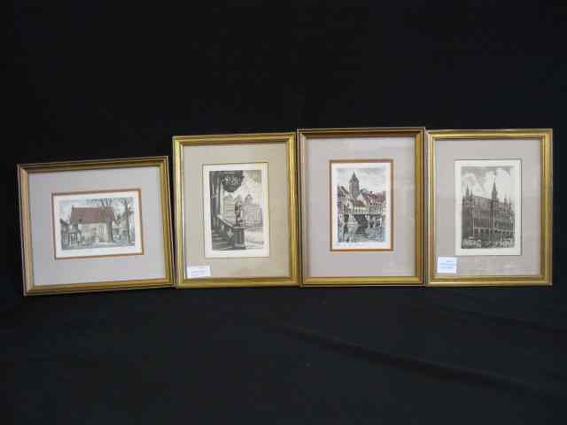 Appraisal: European Etchings Brusselles Rhine Cathedral other approx '' x ''