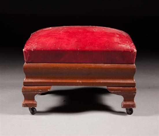 Appraisal: Biggs American Classical style mahogany leather upholstered footstool Richmond VA