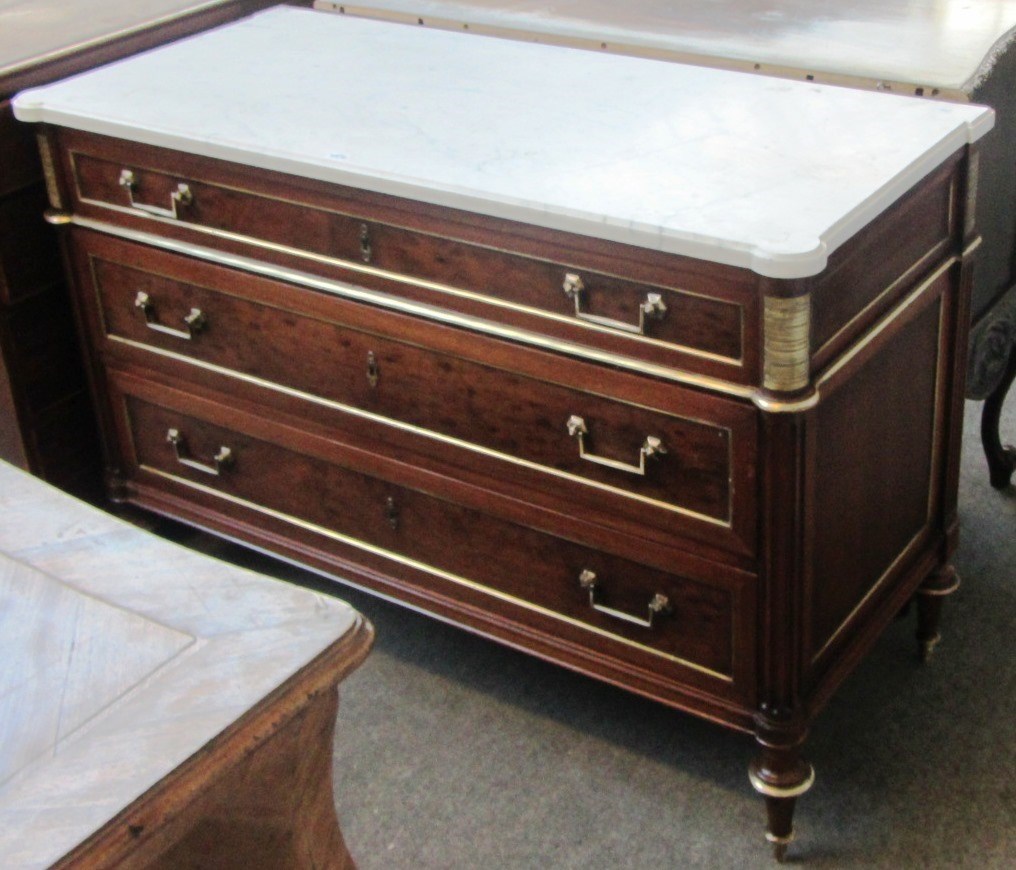 Appraisal: A th century French gilt metal mounted mahogany marble top