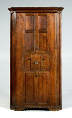 Appraisal: Fine South Carolina corner cupboard walnut with yellow pine secondary