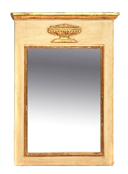 Appraisal: A Louis XVI style giltwood and paint decorated trumeau mirror