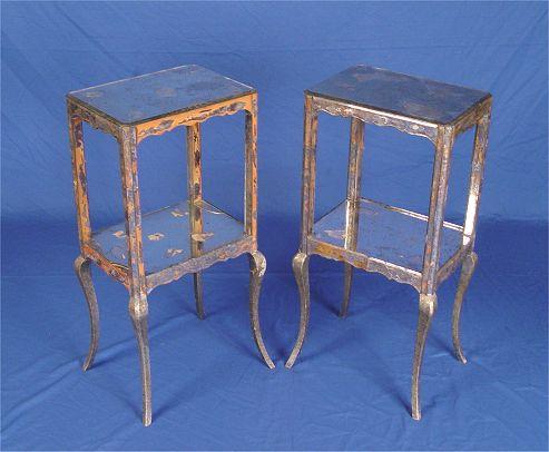 Appraisal: PAIR HOLLYWOOD GLAM VENETIAN STYLE MIRRORED STANDS Measures '' h