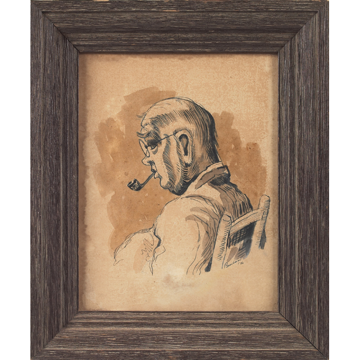 Appraisal: Thomas Hart Benton American - Portrait sepia wash x signed