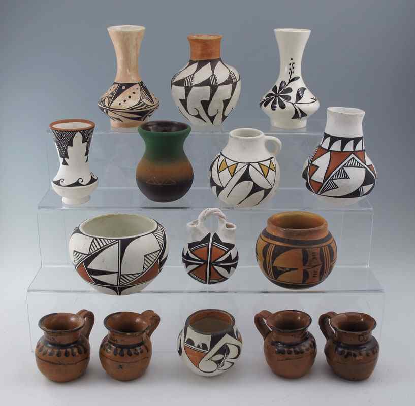 Appraisal: PIECE COLLECTION OF ACOMA POTTERY Circa mid th century signed