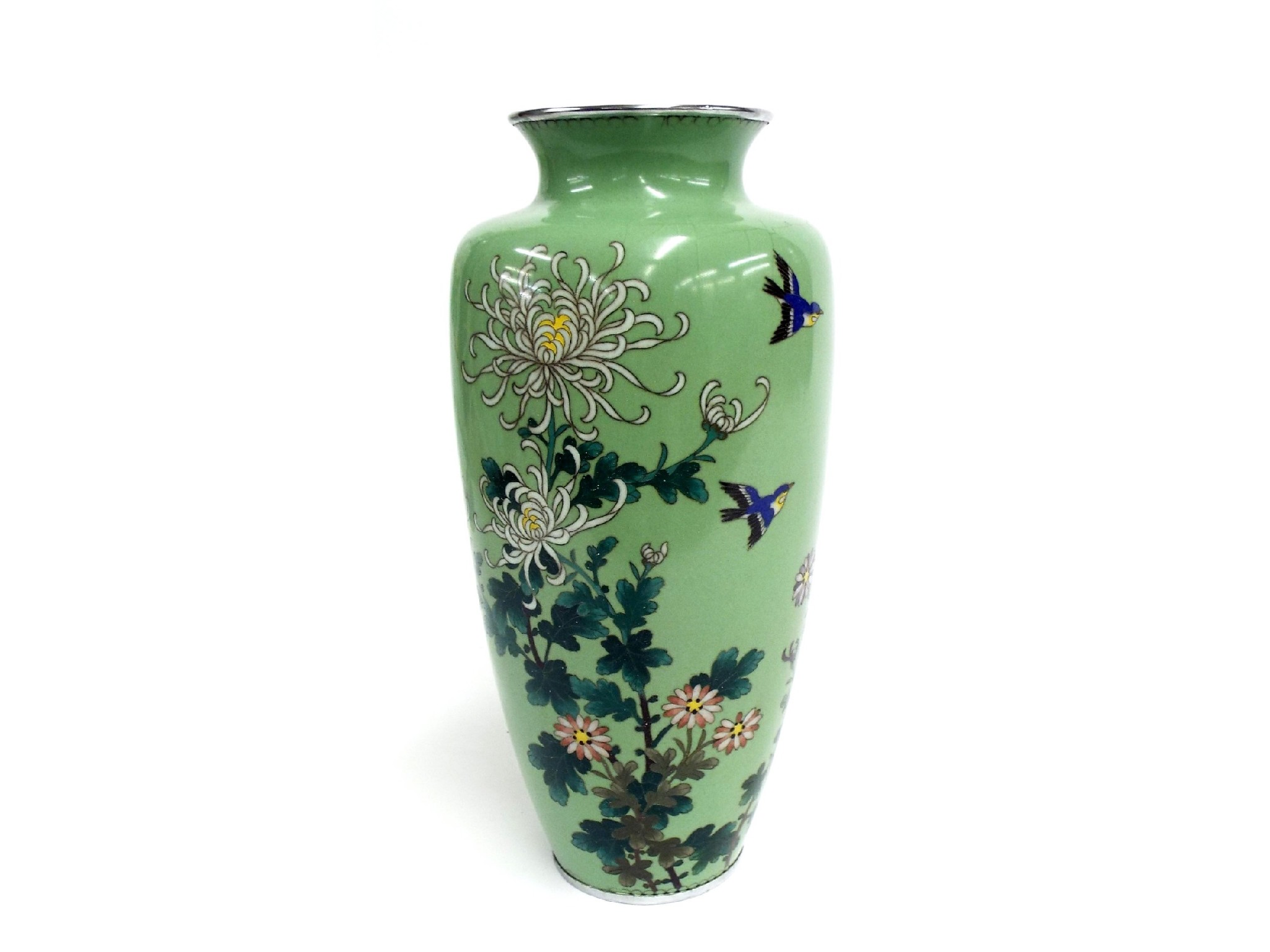 Appraisal: Japanese Meiji period cloisonne vase decorated with chrysanthemums and birds