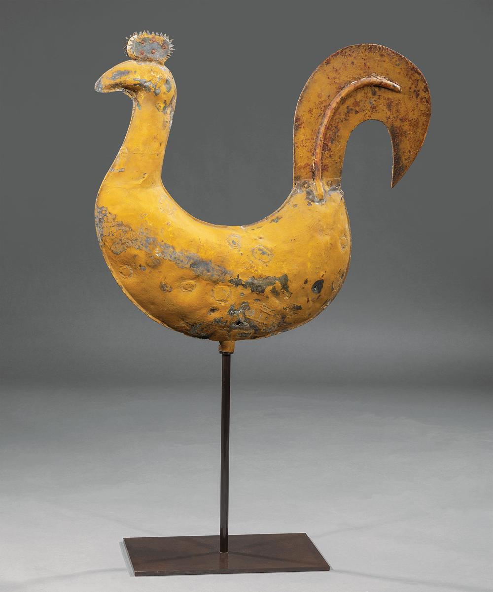 Appraisal: Northern European Painted Copper and Tole Full-Bodied Rooster Weathervane th