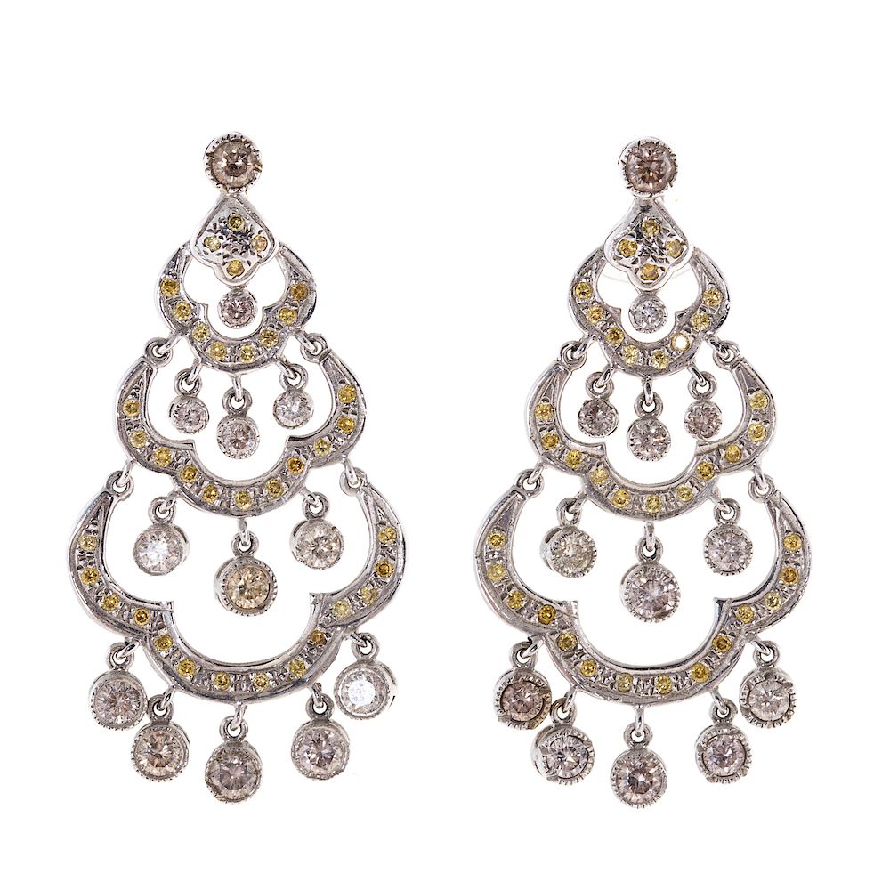 Appraisal: A Ladies Pair of Diamond Chandelier Earrings K white gold