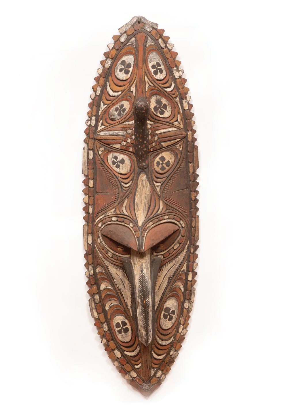 Appraisal: Polynesian Carved and Painted Wood Shield h in w in