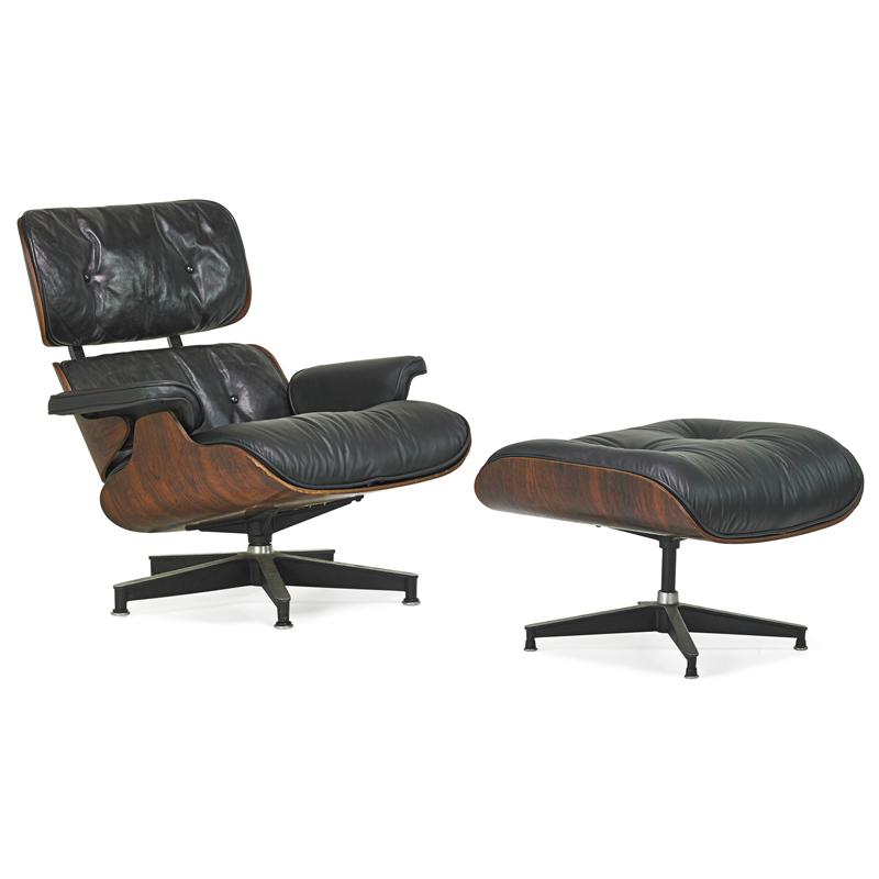 Appraisal: CHARLES AND RAY EAMES Lounge chair and ottoman CHARLES EAMES