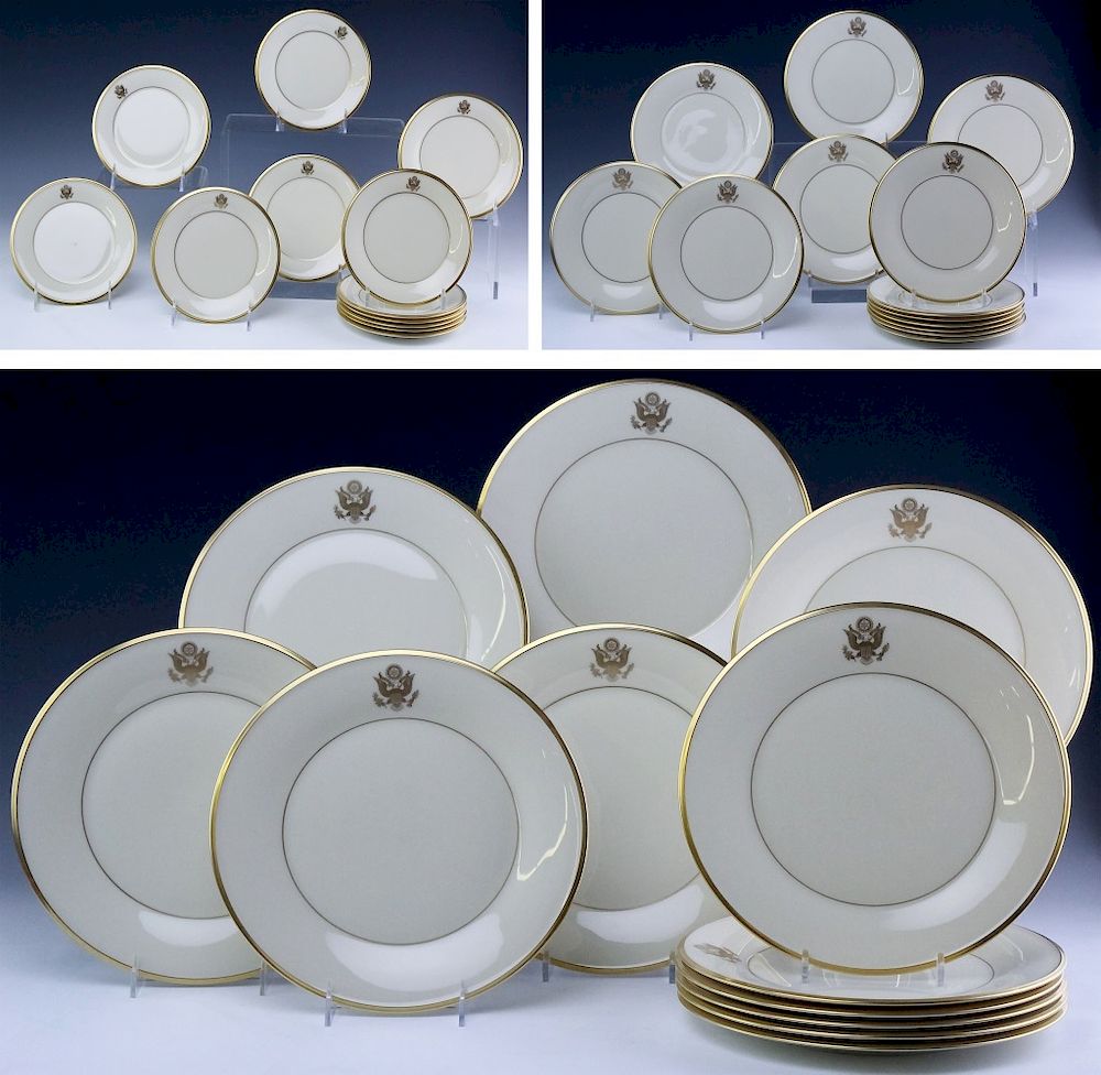 Appraisal: Lenox Congressional Dinner Salad Bread Plates Set Lenox porcelain dinner