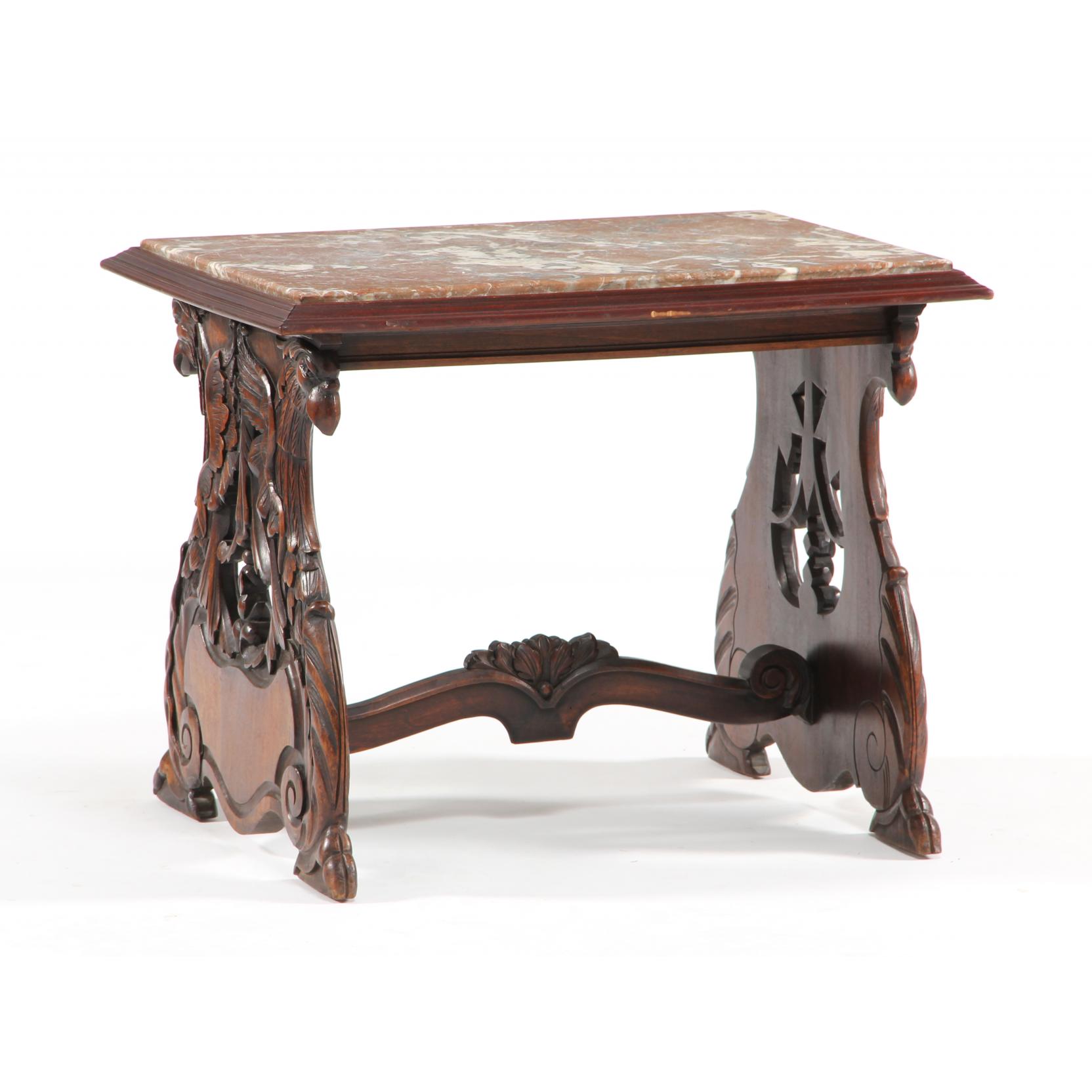 Appraisal: Continental Carved Marble Top Low Table early to mid th