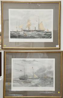 Appraisal: Three colored ship prints including The Clipper Ontario x Steam