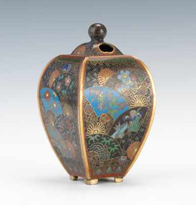 Appraisal: A Japanese Cloisonne Jar Four-sided baluster jar decorated in cloisonne