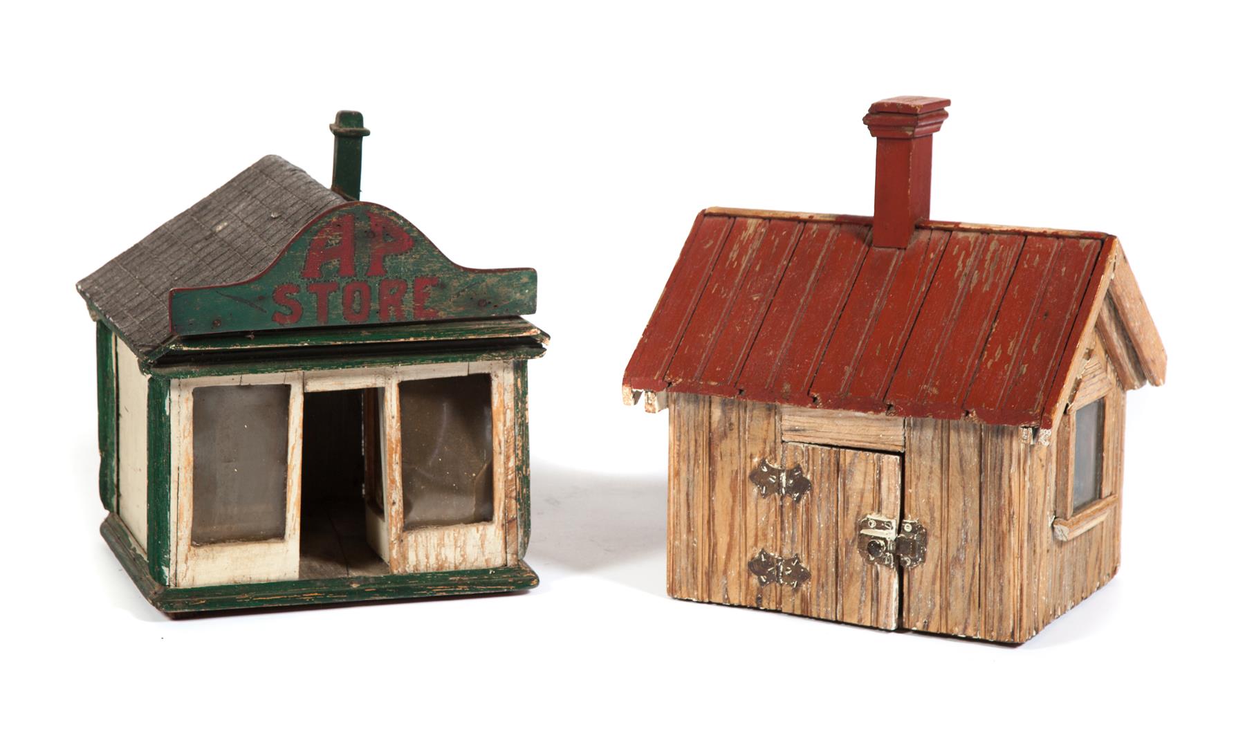 Appraisal: TWO FOLKSY MINIATURE BUILDINGS American st half- th century A