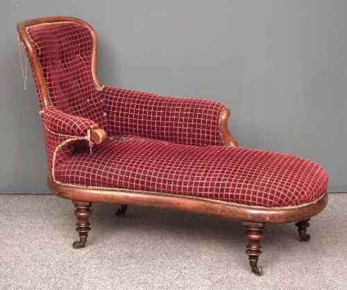 Appraisal: A Victorian mahogany showwood framed chaise longue the back seat