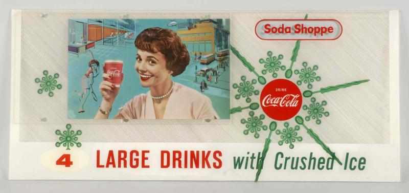 Appraisal: Unusual s Coca-Cola Reverse on Plastic Sign Description Very scarce