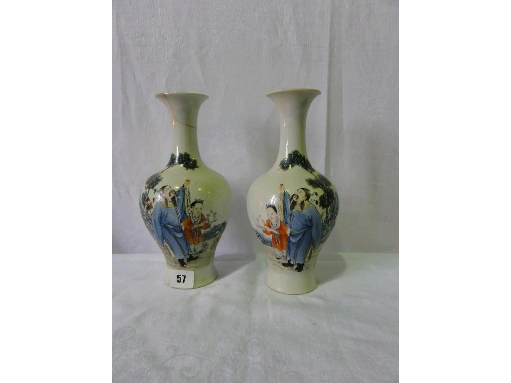 Appraisal: A pair of th century oriental vases with polychrome painted