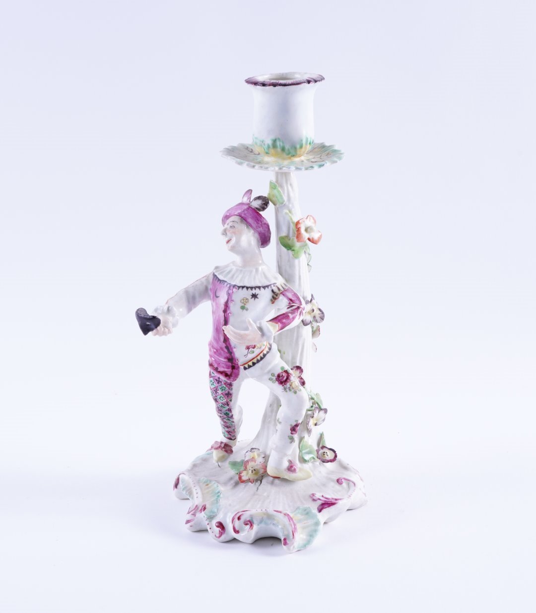 Appraisal: AN UNUSUAL PORCELAIN CANDLESTICK FIGURE Possibly Derby circa Modelled as