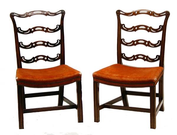 Appraisal: A set of three George III mahogany ribband back side