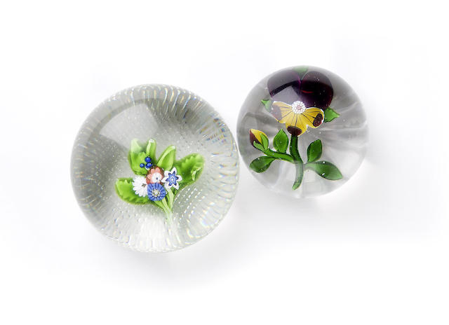 Appraisal: A St Louis posy paperweight and a Baccarat Pansy paperweight