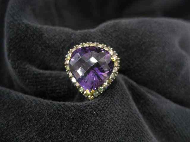 Appraisal: Amethyst Diamond Ring deep rich fancy cut heart shaped carat