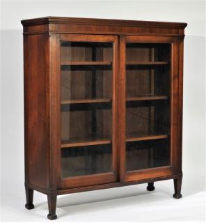 Appraisal: Early C Mahogany Sliding Glass Door Bookcase UNITED STATES EARLY