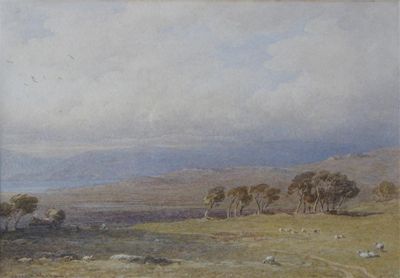 Appraisal: George Arthur Fripp - Sheep on a moor Signed Watercolour