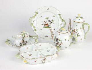 Appraisal: A Herend ''Rothschild Bird'' coffee tea service serving plates After