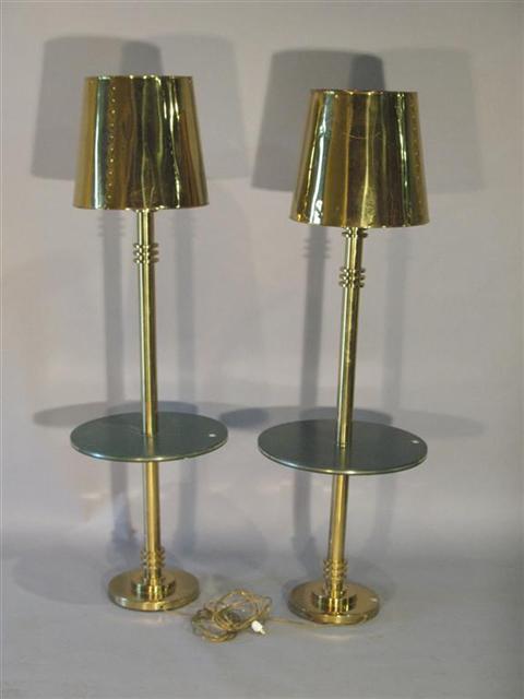 Appraisal: PAIR OF MODERN BRASS FLOOR LAMPS h in Provenance The