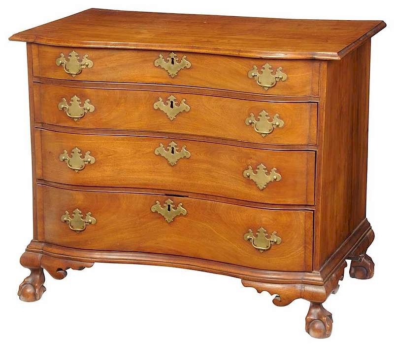 Appraisal: American Chippendale Mahogany Serpentine Chest Boston area late th century