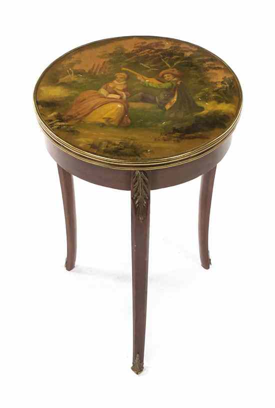 Appraisal: A Louis XVI Style Vernis Martin Mounted Occasional Table the